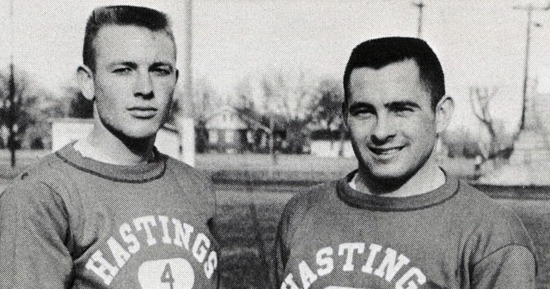 Jack Osborne ‘63 (left) and Eldon Kieborz ‘62 dazzled track fans by setting multiple records during their collegiate years. 